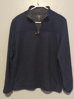 G H Bass & Co. Brand Quilted Quarter Zip Sweater In Navy Blue Large L